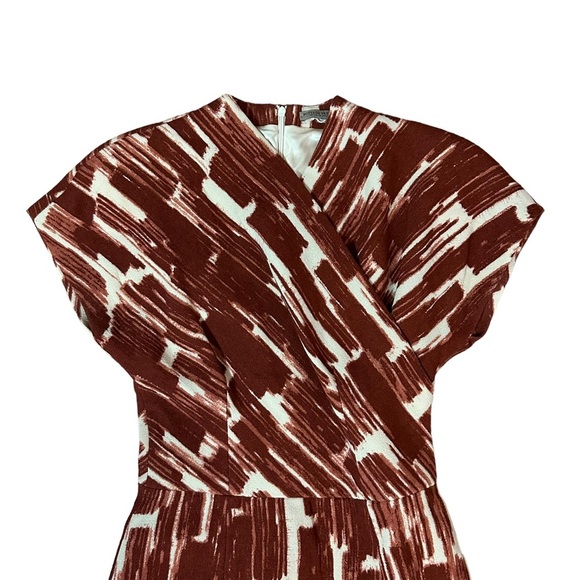 Bottega Veneta Red/Brown and Cream Pattern Dress Size 38 - Picture 3 of 5